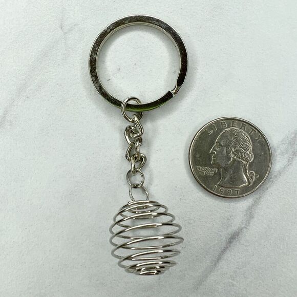 Silver Tone Spring Beehive Swirl Keychain Keyring - Picture 2 of 7